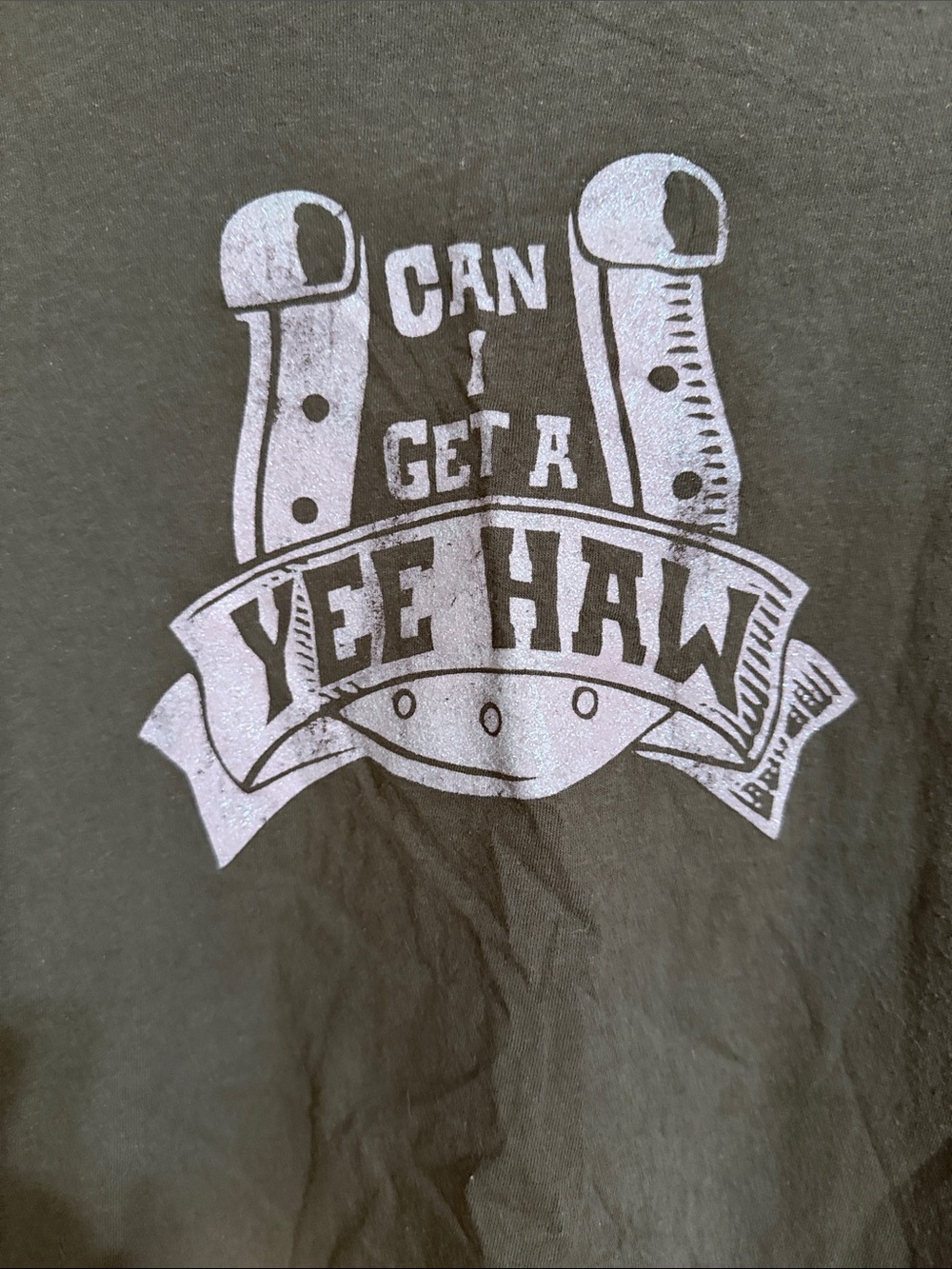Brown Graphic Tee with Pink 'Yee Haw' Print - Picture 2 of 7